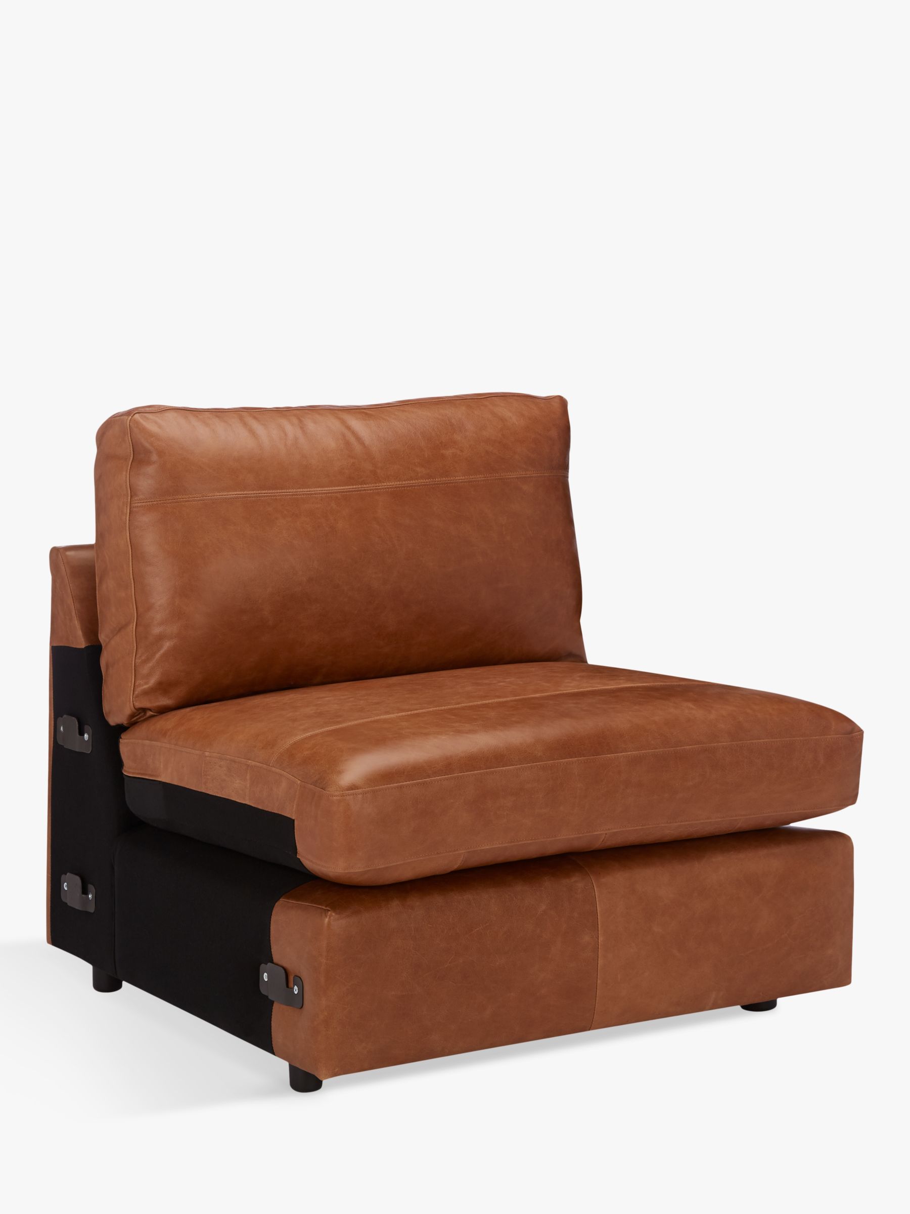 House by John Lewis Oliver Leather Modular Snuggler Armless Unit, Luster Cappuccino