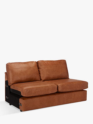 House by John Lewis Oliver Large 3 Seater Armless Leather Sofa, Dark Leg