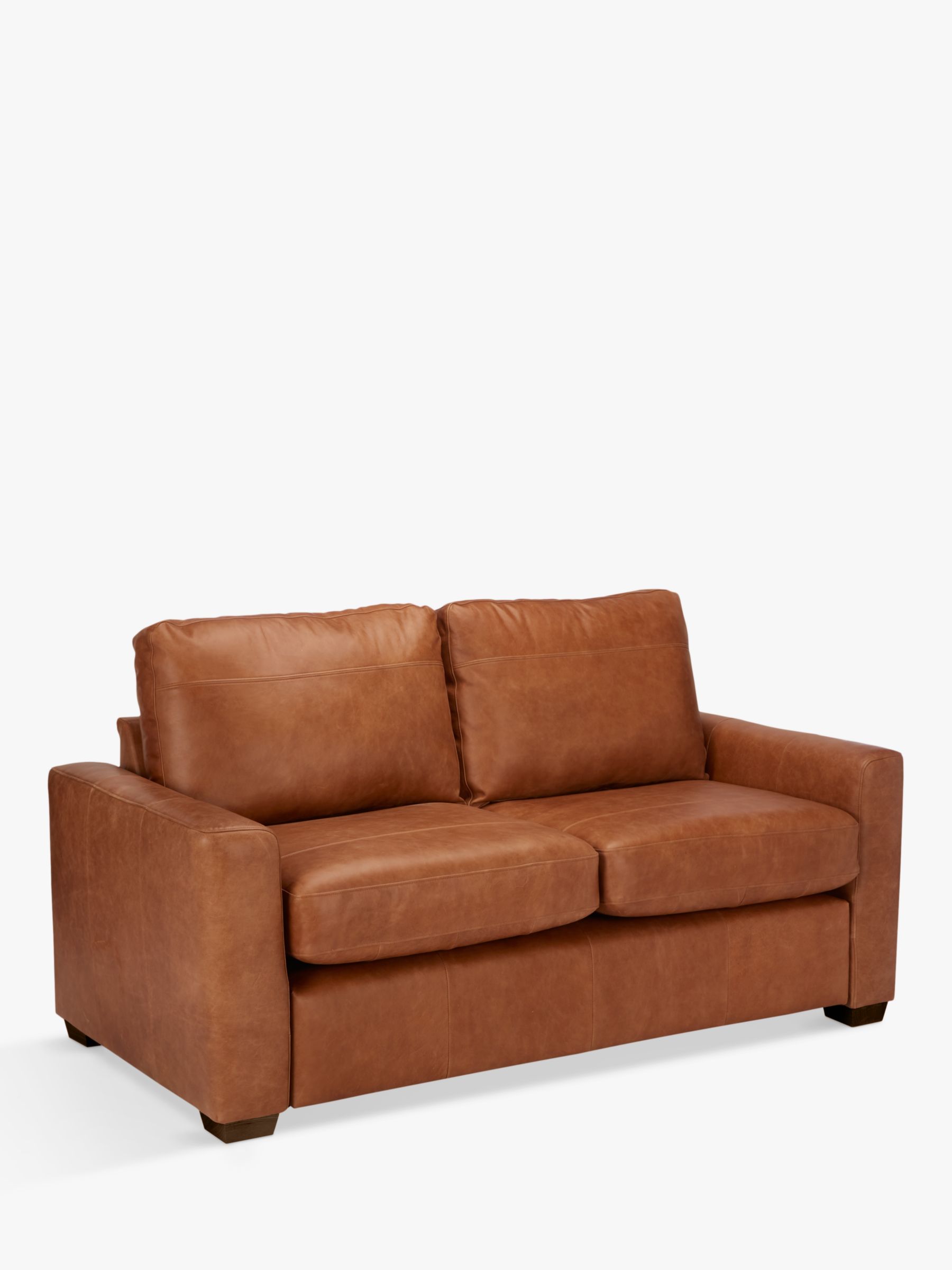 House by John Lewis Oliver Leather Small 2 Seater Sofa, Luster Cappuccino
