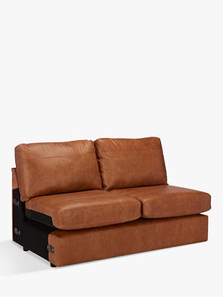 House by John Lewis Oliver Medium 2 Seater Armless Leather Sofa, Dark Leg, Luster Cappuccino