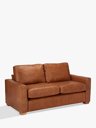 House by John Lewis Oliver Medium 2 Seater Leather Sofa, Dark Leg, Luster Cappuccino