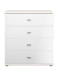 John Lewis Elstra Wide 4 Drawer Glass Front Chest, White Glass/Off White