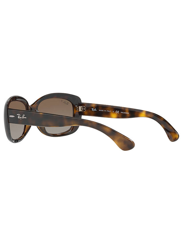 Ray-Ban RB4101 Polarised Jackie Ohh Rectangular Sunglasses, Tortoise/Brown Gradient