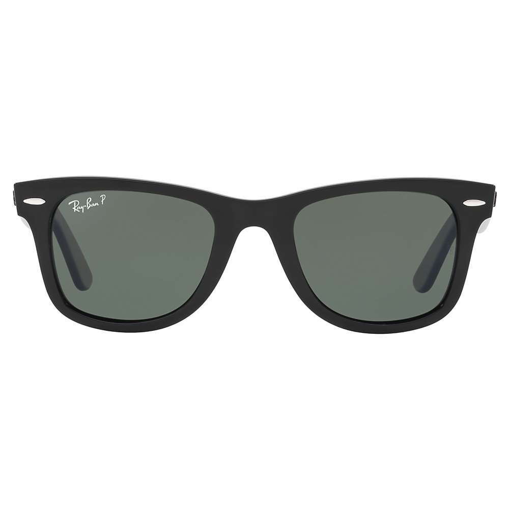 Buy Ray-Ban RB4340 Polarised Wayfarer Sunglasses, Black/Grey Online at johnlewis.com