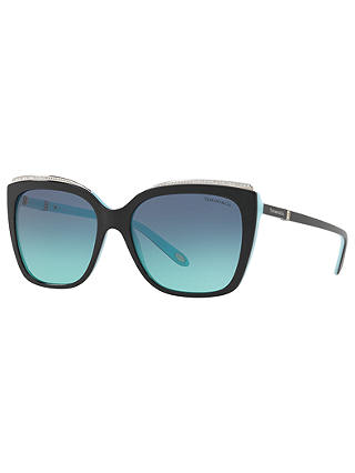 Tiffany & Co TF4135B Oversize Square Sunglasses, Black/Blue Gradient