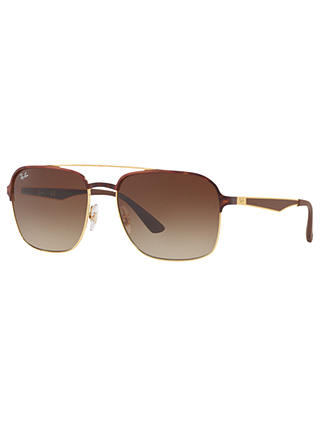 Ray-Ban RB3570 Square Sunglasses, Tortoise/Brown Gradient