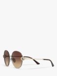 BVLGARI BV6091B Round Sunglasses, Rose Gold/Brown Gradient