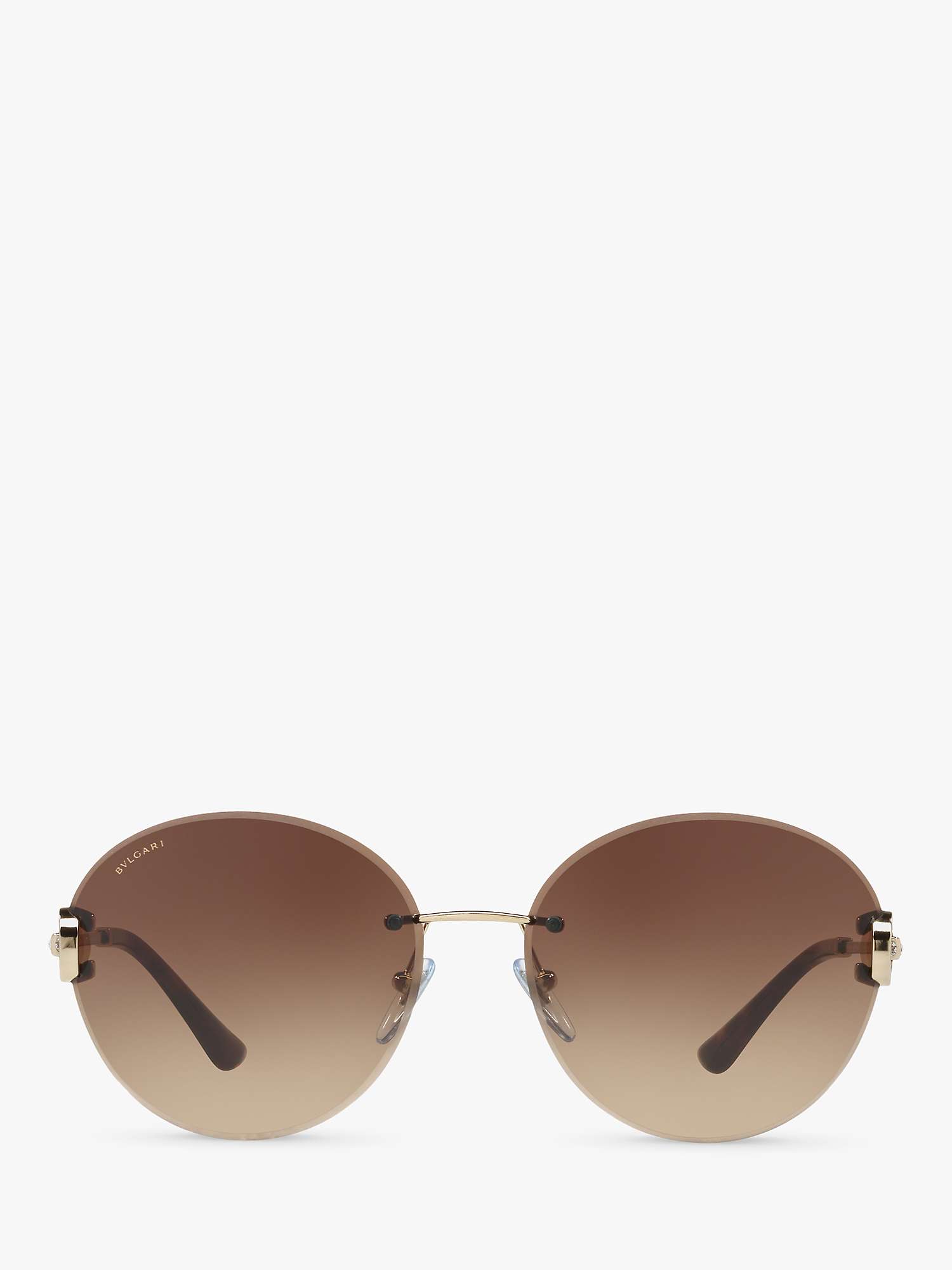 Buy BVLGARI BV6091B Round Sunglasses, Rose Gold/Brown Gradient Online at johnlewis.com
