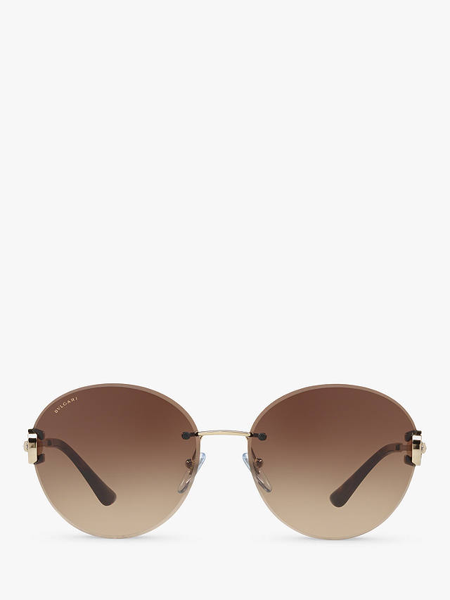 BVLGARI BV6091B Round Sunglasses, Rose Gold/Brown Gradient