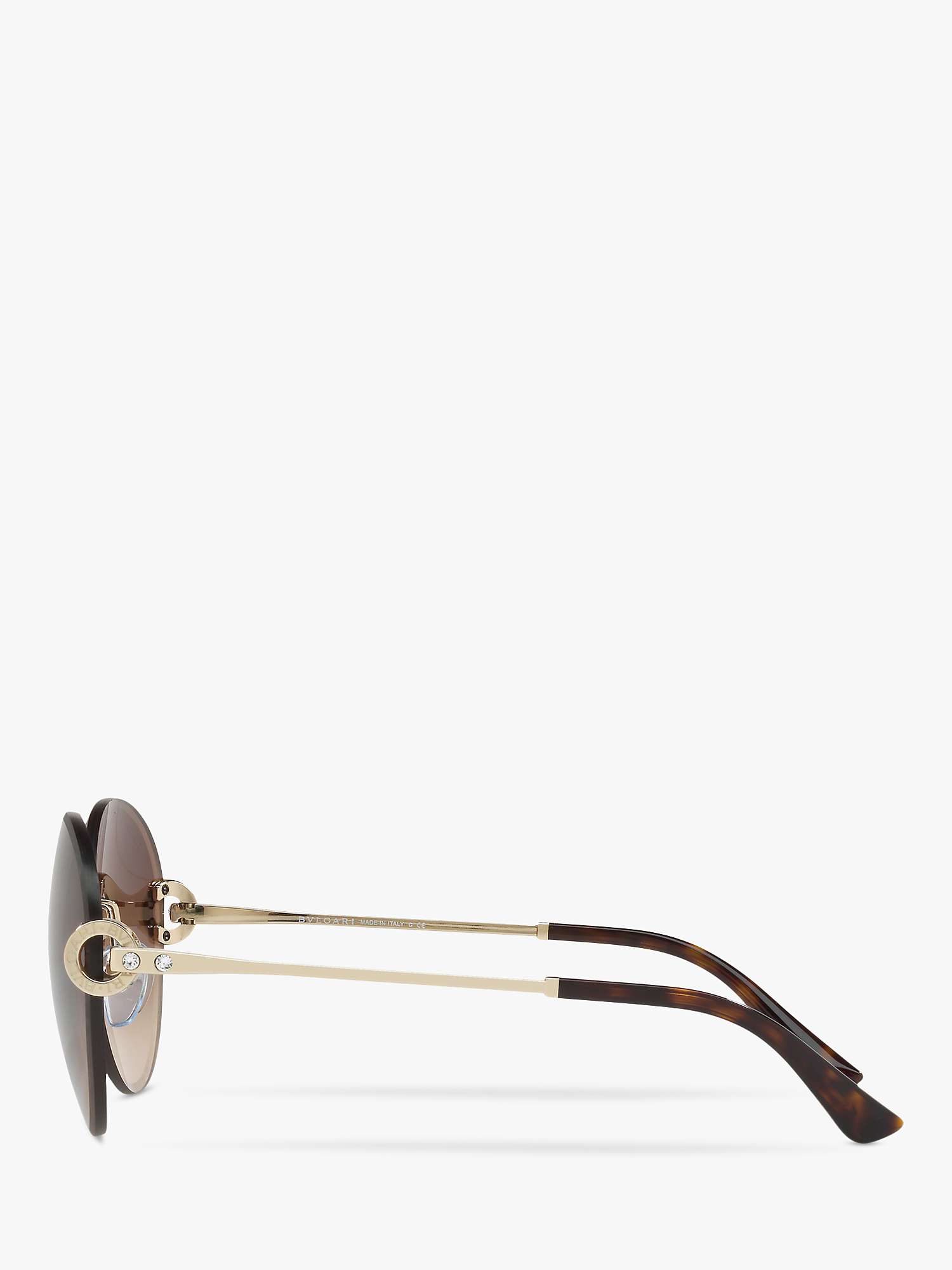 Buy BVLGARI BV6091B Round Sunglasses, Rose Gold/Brown Gradient Online at johnlewis.com