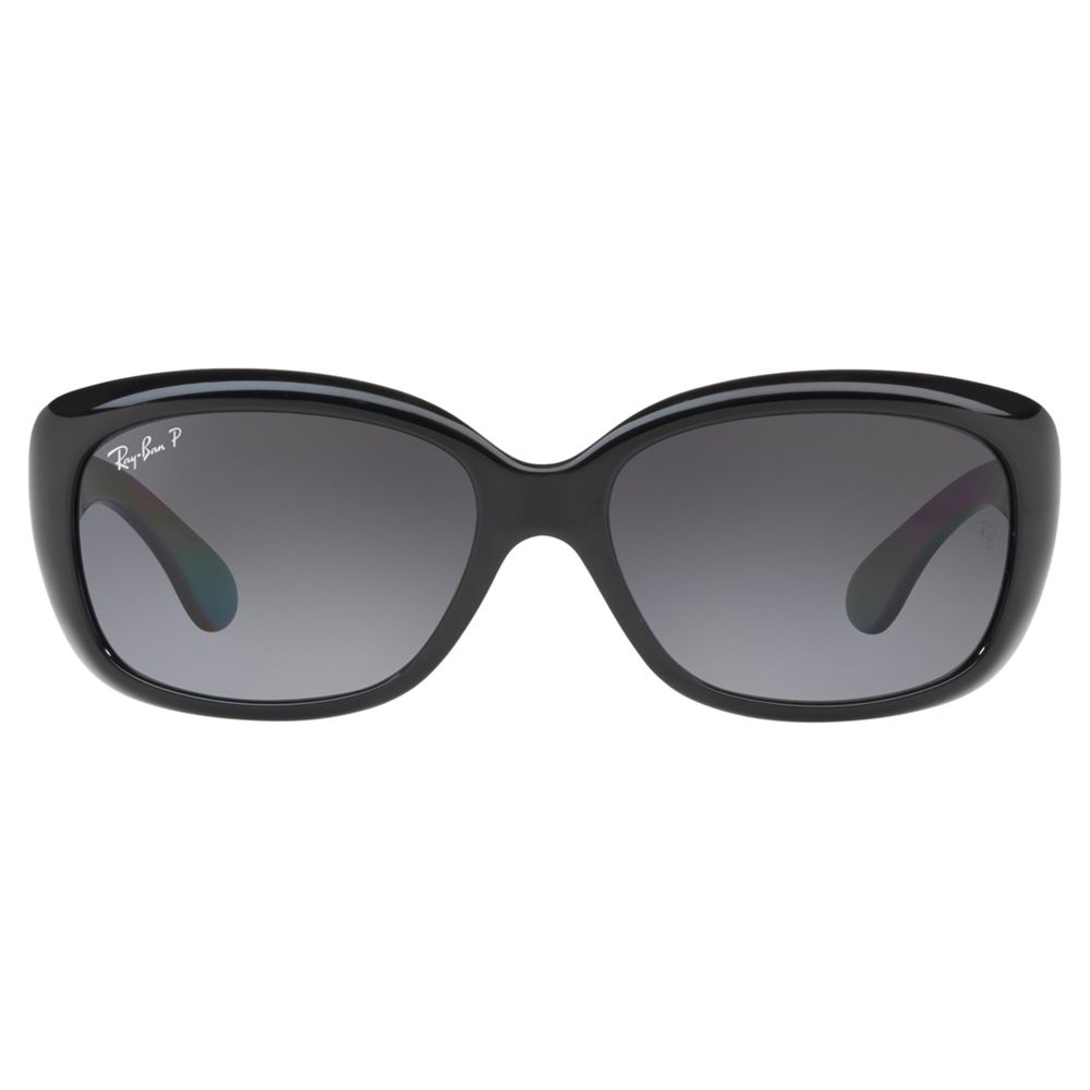 Ray-Ban RB4101 Polarised Jackie Ohh Rectangular Sunglasses, Black/Grey ...