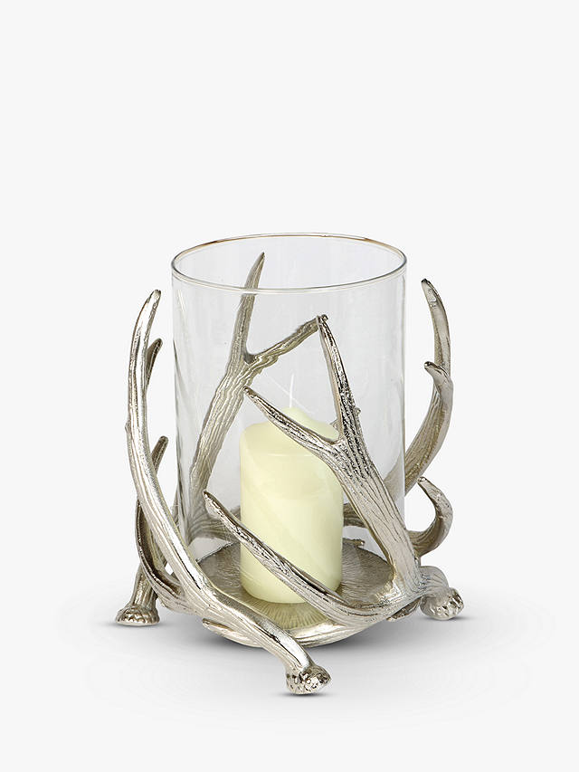 Culinary Concepts Stag Antler Hurricane Lamp, Silver