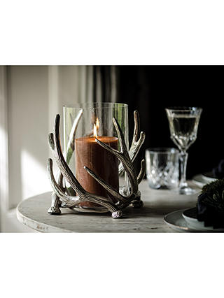 Culinary Concepts Stag Antler Hurricane Lamp, Silver