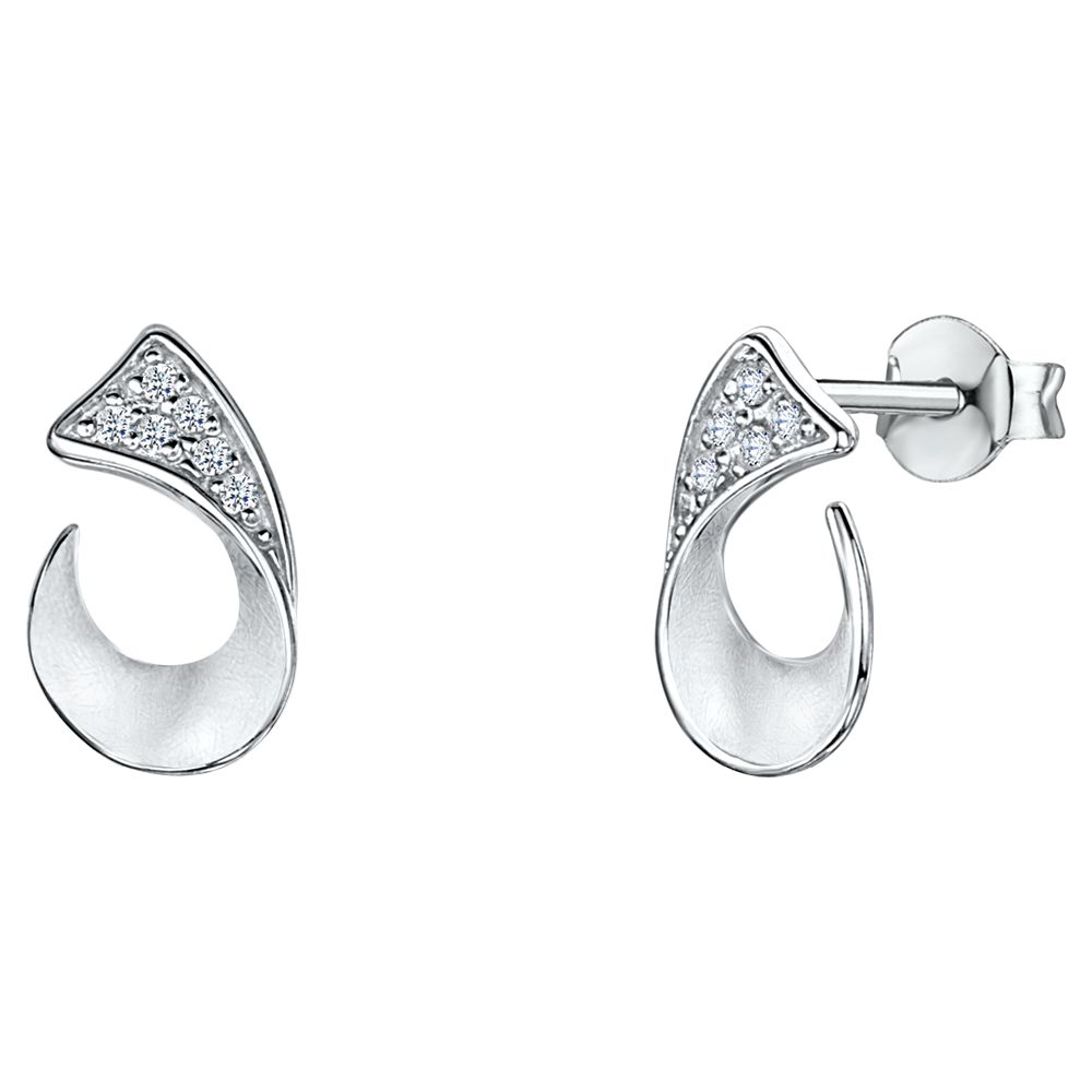 Jools by Jenny Brown Cubic Zirconia Curled Cuff Drop Earrings, Silver