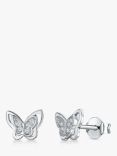 Jools by Jenny Brown Cubic Zirconia Butterfly Stud Earrings, Silver