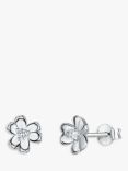 Jools by Jenny Brown Cubic Zirconia Clover Stud Earrings, Silver