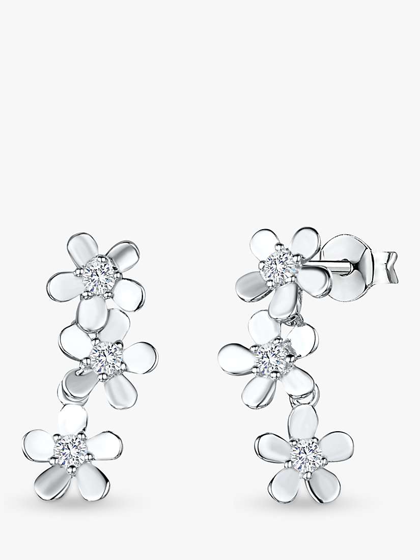 Buy Jools by Jenny Brown Cubic Zirconia Flower Drop Earrings, Silver Online at johnlewis.com