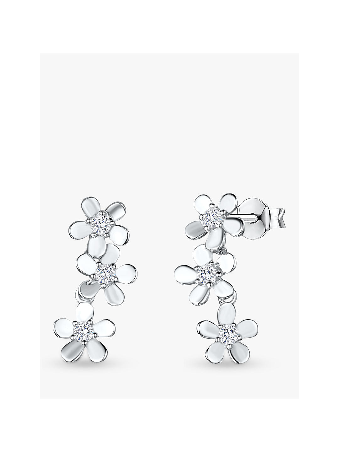 Jools by Jenny Brown Cubic Zirconia Flower Drop Earrings, Silver