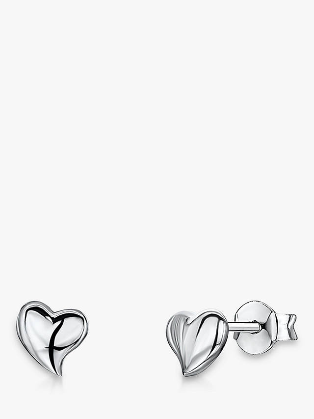 Jools by Jenny Brown Offset Curved Heart Stud Earrings, Silver