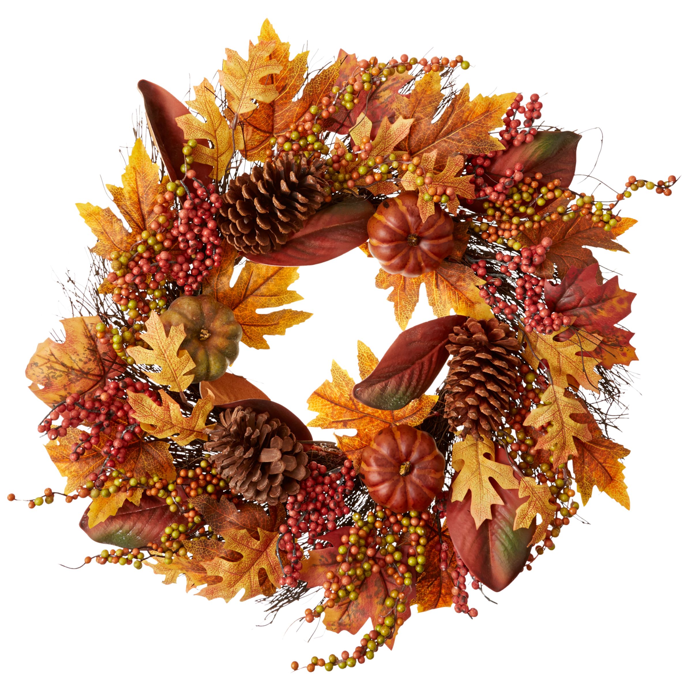 John Lewis Autumnal Wreath, Orange at John Lewis & Partners