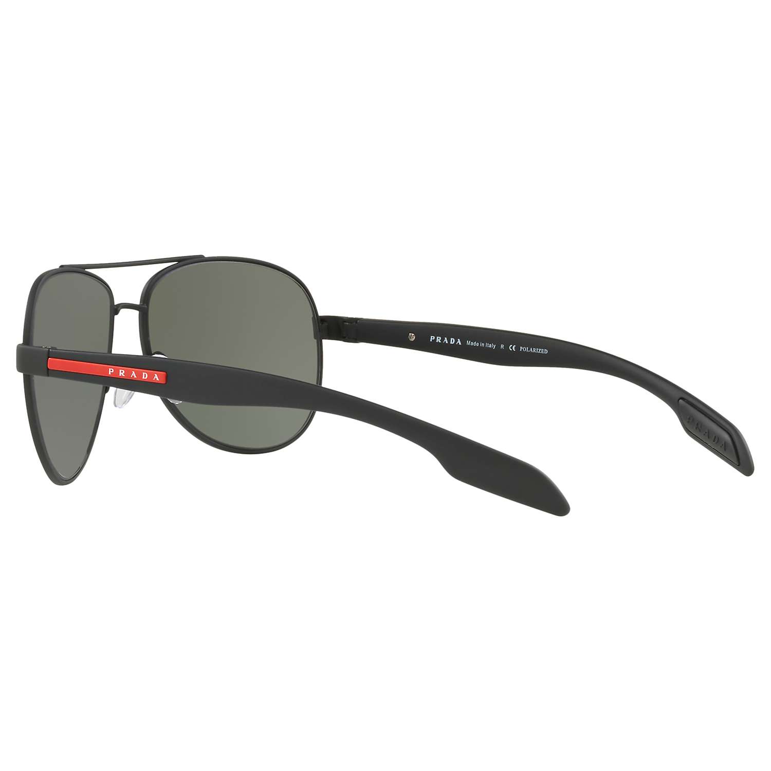 Prada Linea Rossa PS 53PS Men's Polarised Aviator Sunglasses, Black
