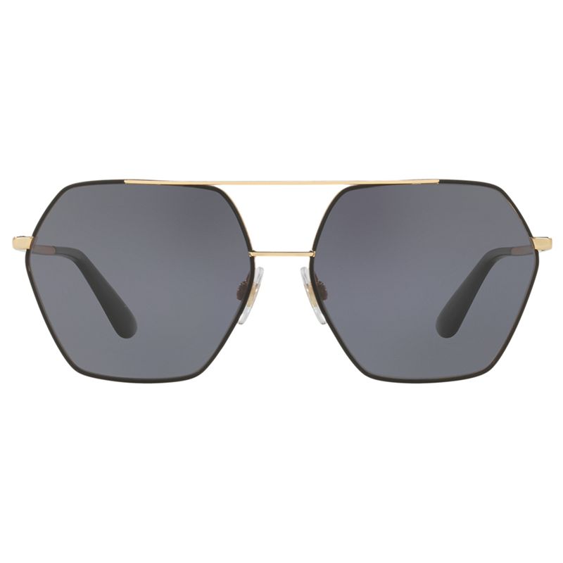 Dolce & Gabbana DG2157 Polarised Hexagonal Sunglasses, Gold/Grey
