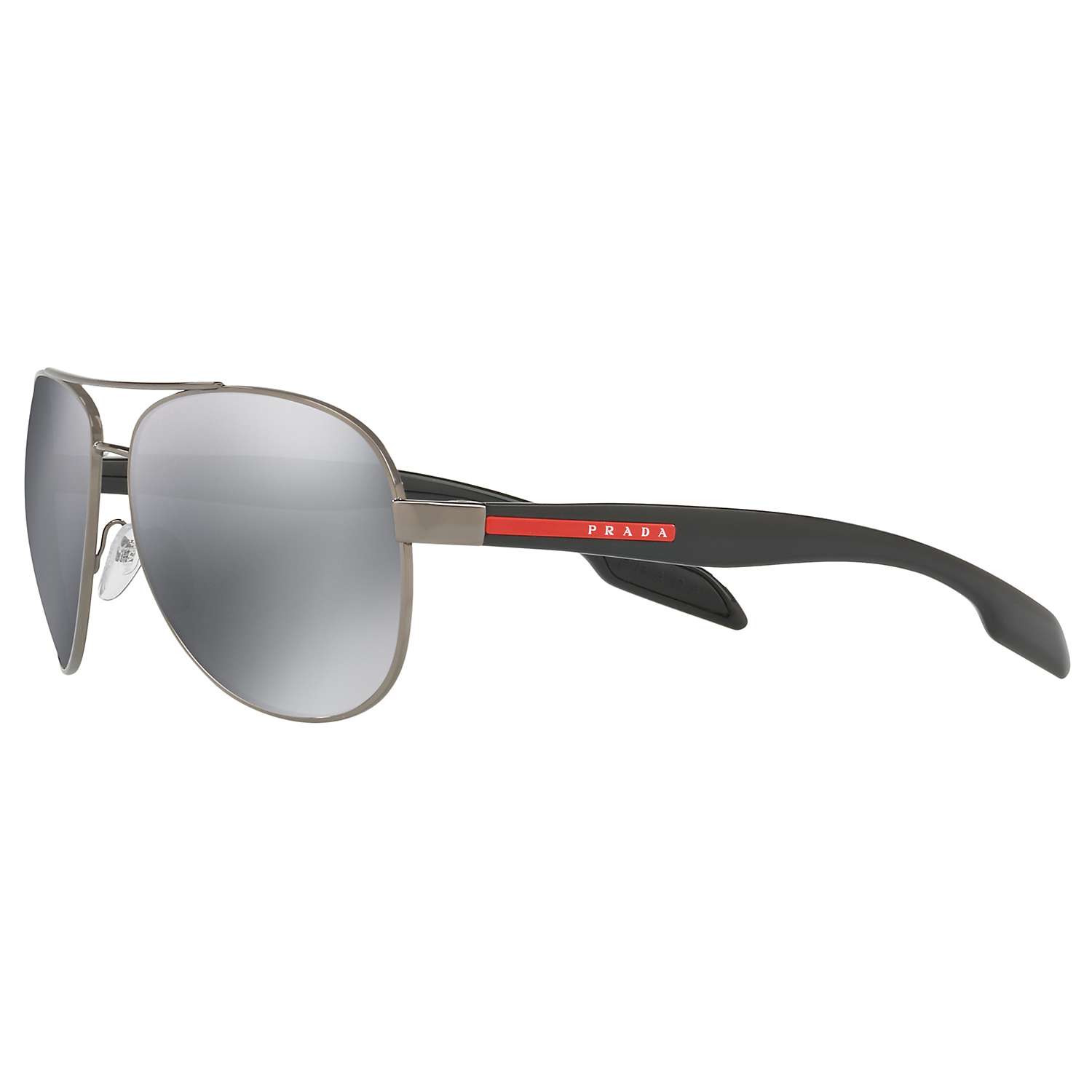 Buy Prada Linea Rossa PS 53PS Aviator Sunglasses, Black/Mirror Grey Online at johnlewis.com