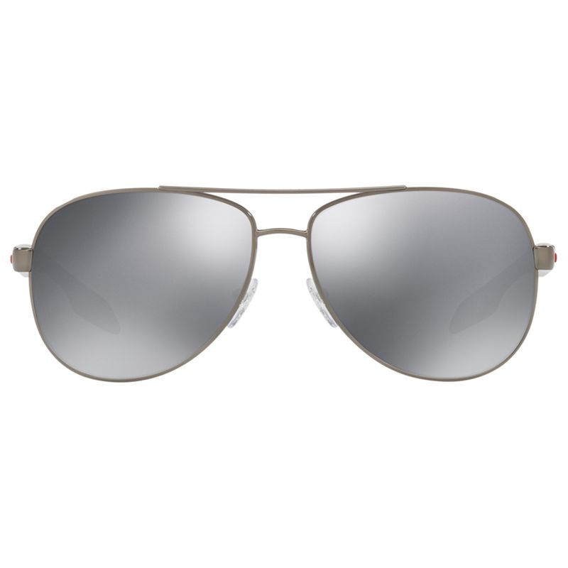 Prada Linea Rossa PS 53PS Aviator Sunglasses, Black/Mirror Grey at John ...