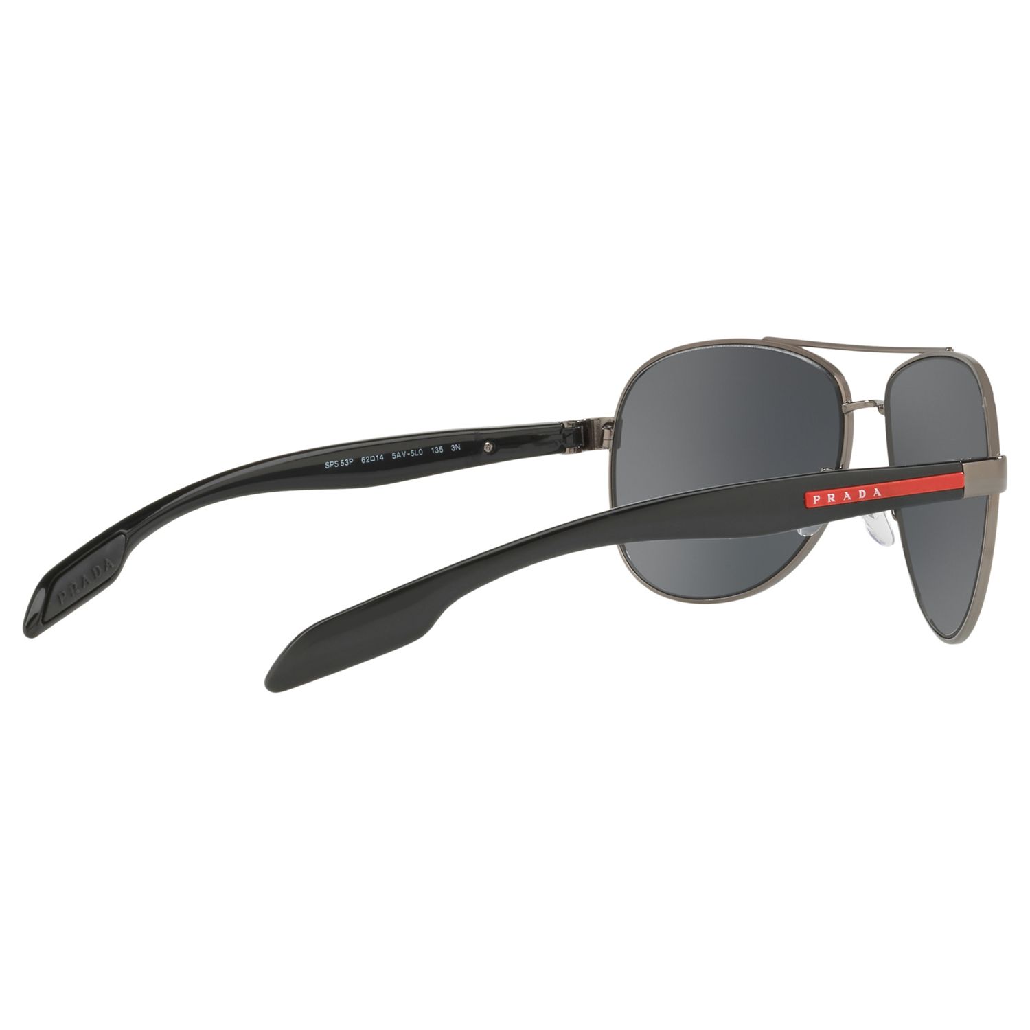 Prada Linea Rossa PS 53PS Aviator Sunglasses, Black/Mirror Grey at John ...