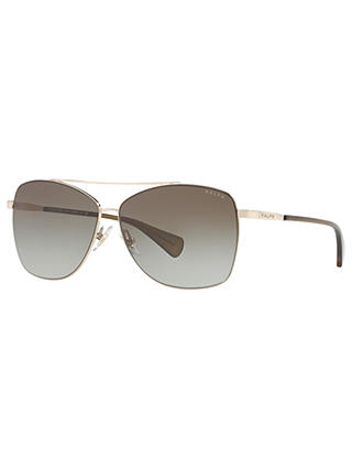 Ralph by Ralph Lauren RA4121 Aviator Sunglasses, Silver/Brown Gradient