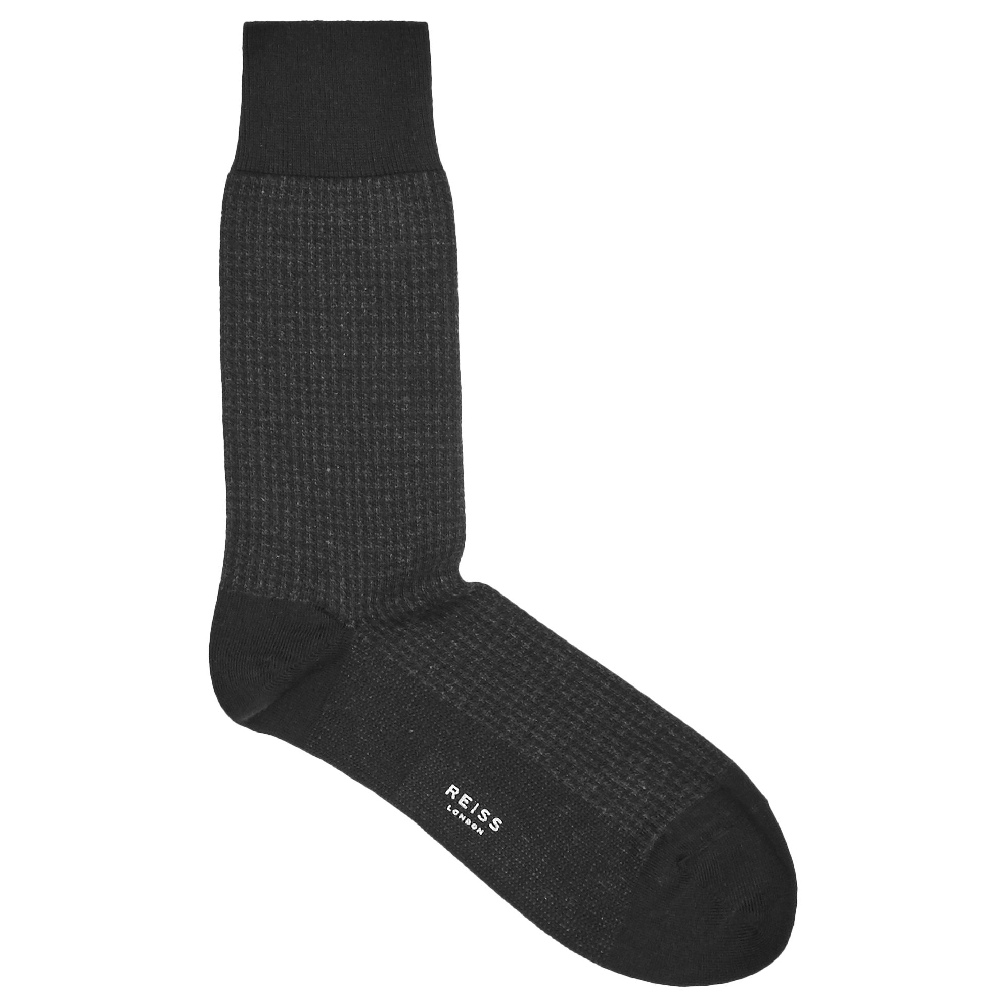 Reiss Brenta Houndstooth Check Socks, One Size, Black