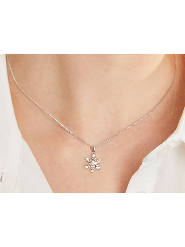 Jools by Jenny Brown Cubic Zirconia Glistening Snowflake Necklace, Silver
