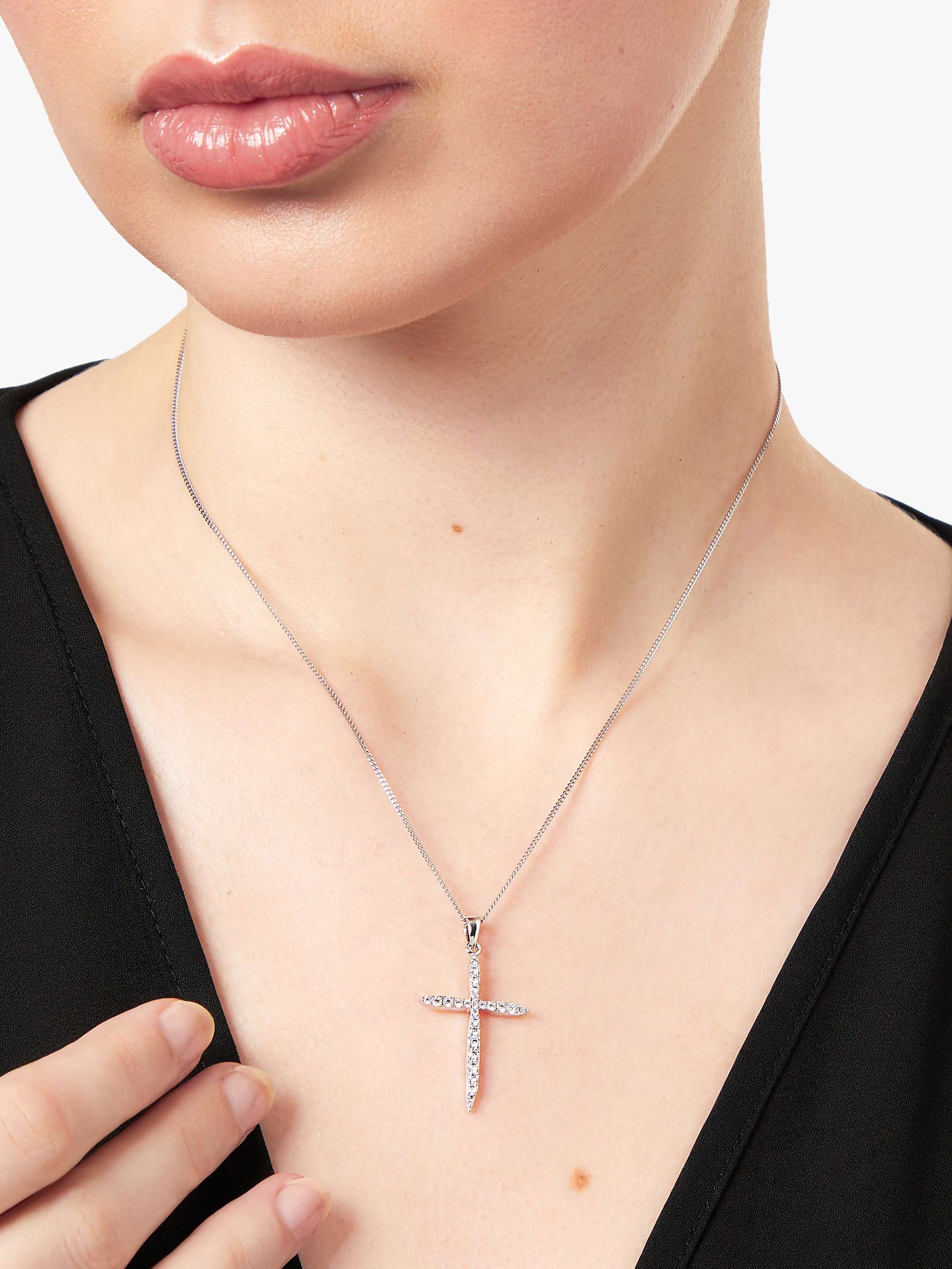 Buy Jools by Jenny Brown Cubic Zirconia Cross Necklace, Silver Online at johnlewis.com