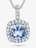 Jools by Jenny Brown Cubic Zirconia Curved Square Necklace, Silver/Blue