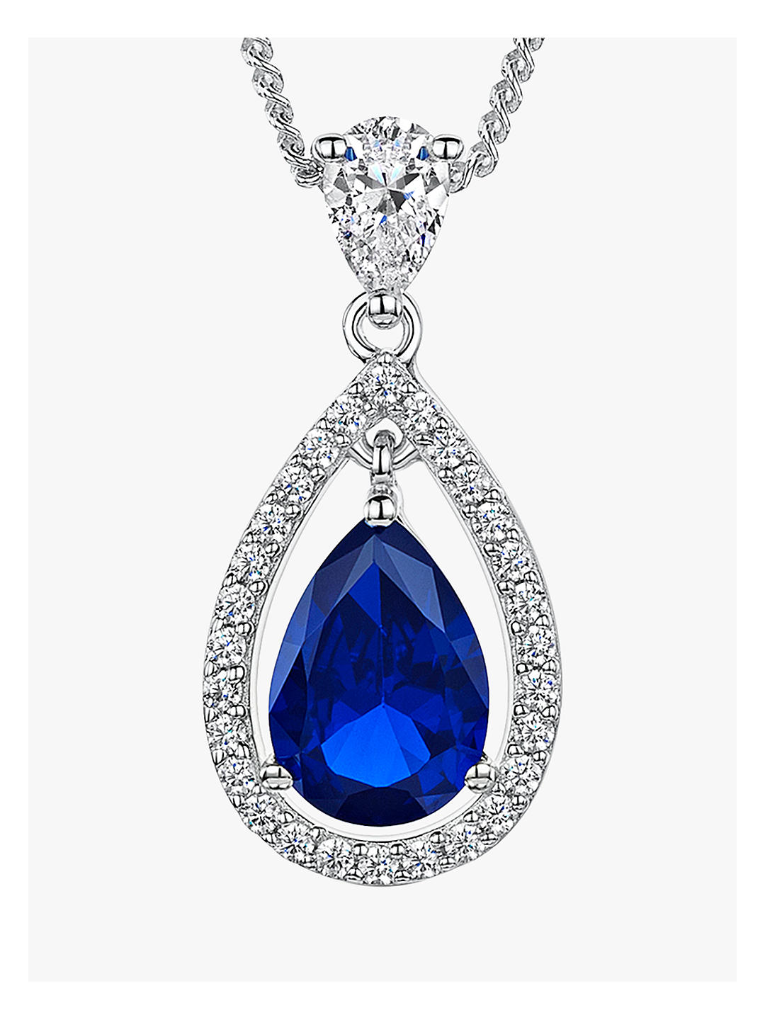 Jools by Jenny Brown Cubic Zirconia Suspended Pear Stone Necklace,  Deep Blue
