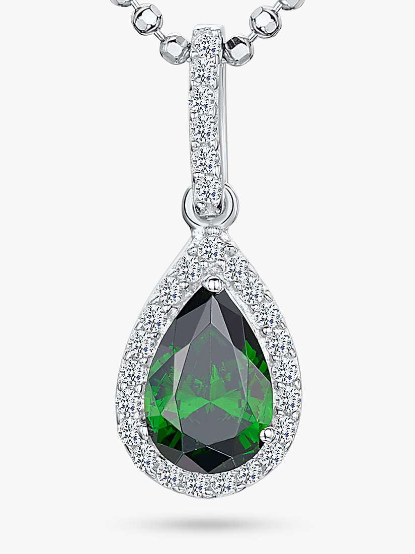 Buy Jools by Jenny Brown Cubic Zirconia Jewelled Teardrop Pendant Necklace, Silver/Green Online at johnlewis.com
