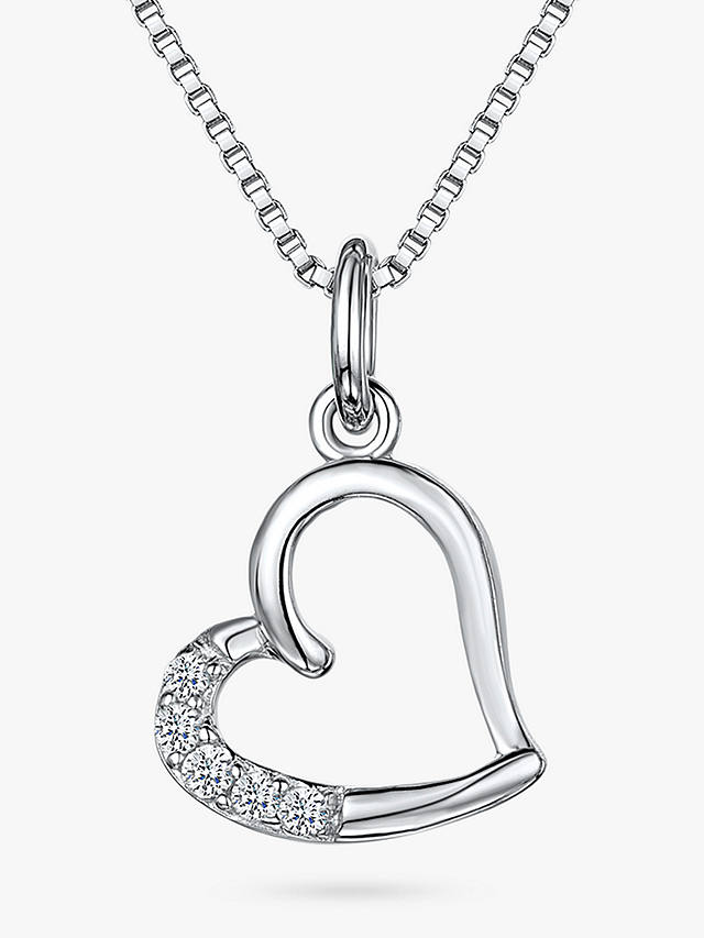 Jools by Jenny Brown Cubic Zirconia Hanging Heart Necklace, Silver
