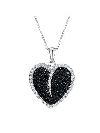 Jools by Jenny Brown Cubic Zirconia Heart Necklace, Silver/Black