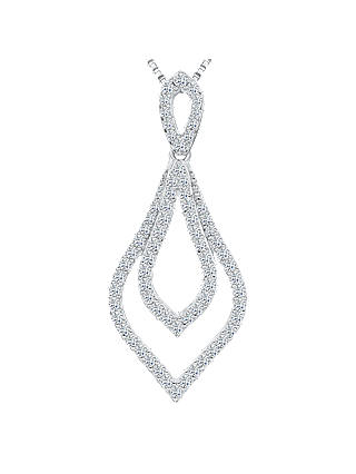 Jools by Jenny Brown Cubic Zirconia Compressed Diamond Shape Necklace, Silver