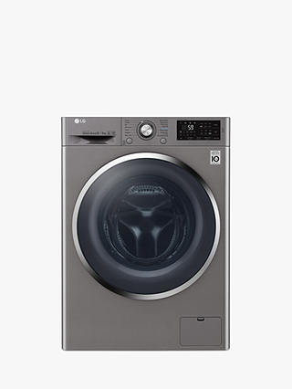 LG F4J6AM2S Freestanding Washer Dryer, 8kg Wash/4kg Dry Load, A Energy Rating, 1400rpm Spin, Shiny Steel