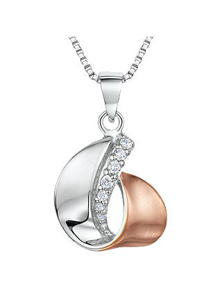 Jools by Jenny Brown Cubic Zirconia Two Toned Curl Necklace, Rose Gold/Silver