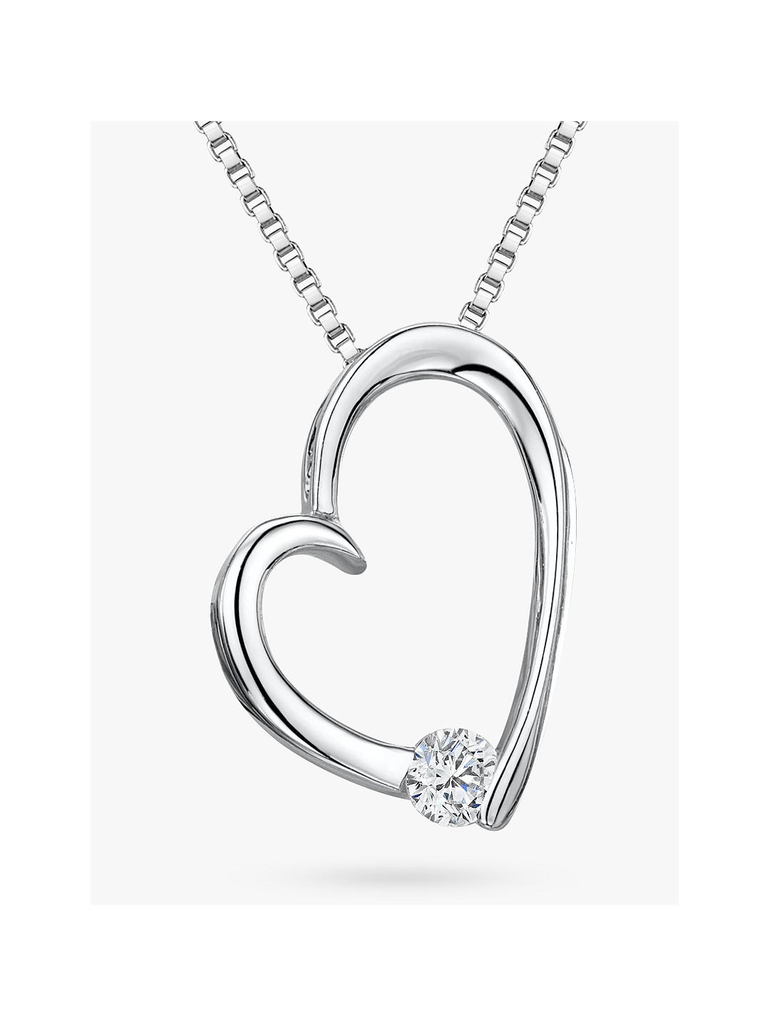 Jools by Jenny Brown Cubic Zirconia Open Heart Pendant Necklace, Silver