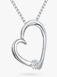 Jools by Jenny Brown Cubic Zirconia Asymmetric Studded Heart Necklace, Silver