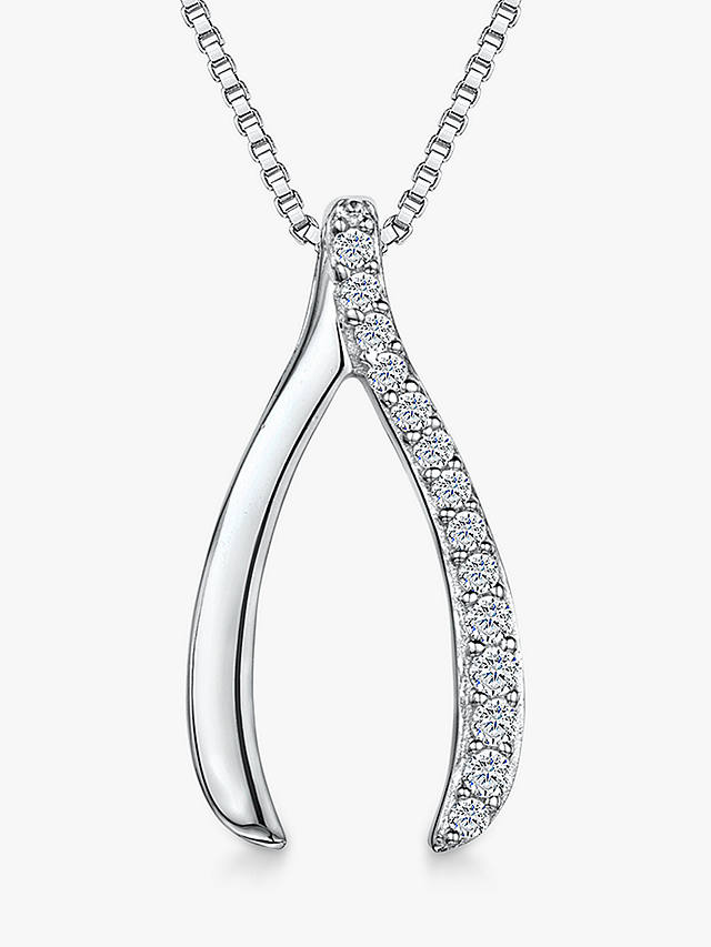 Jools by Jenny Brown Cubic Zirconia Wishbone Necklace, Silver