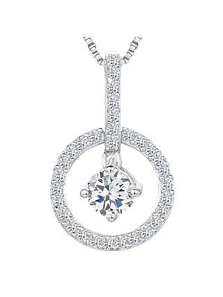 Jools by Jenny Brown Cubic Zirconia Suspended Stone Drop Circle Necklace, Silver