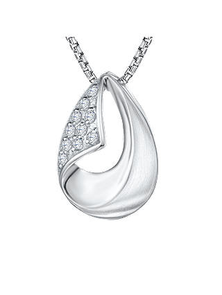 Jools by Jenny Brown Cubic Zirconia Turn Over Hollowed Teardrop Necklace, Silver