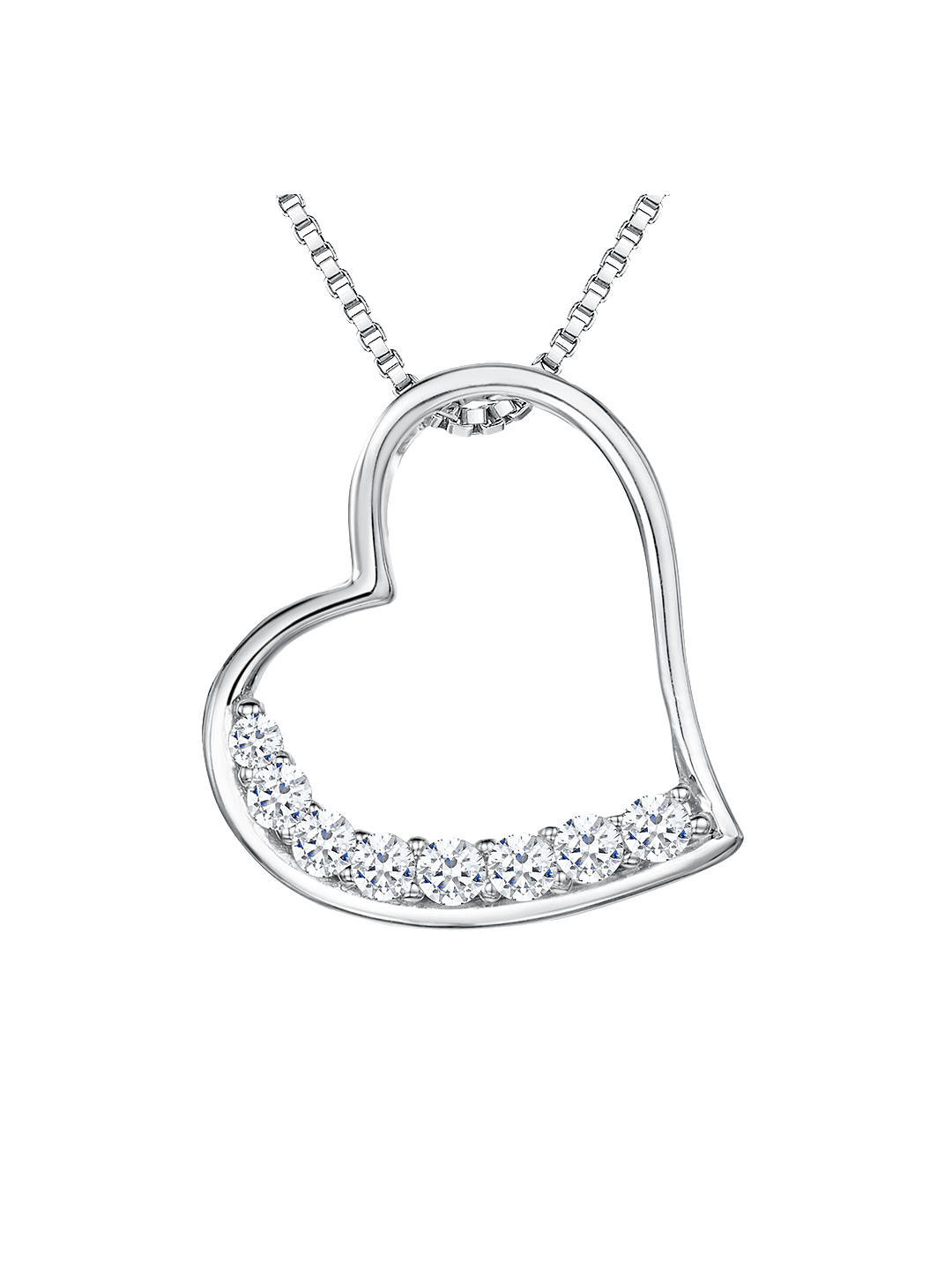 Jools by Jenny Brown Cubic Zirconia Brimming Asymmetric Heart Necklace,  Silver