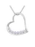 Jools by Jenny Brown Cubic Zirconia Brimming Asymmetric Heart Necklace, Silver