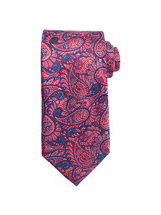 John Lewis & Partners Intricate Paisley Silk Tie, Pink/Navy