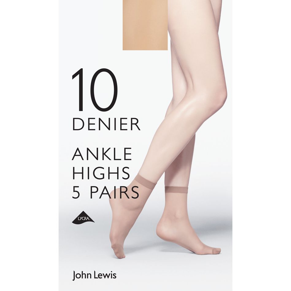 John Lewis & Partners 10 Denier Ankle Socks, Pack of 5